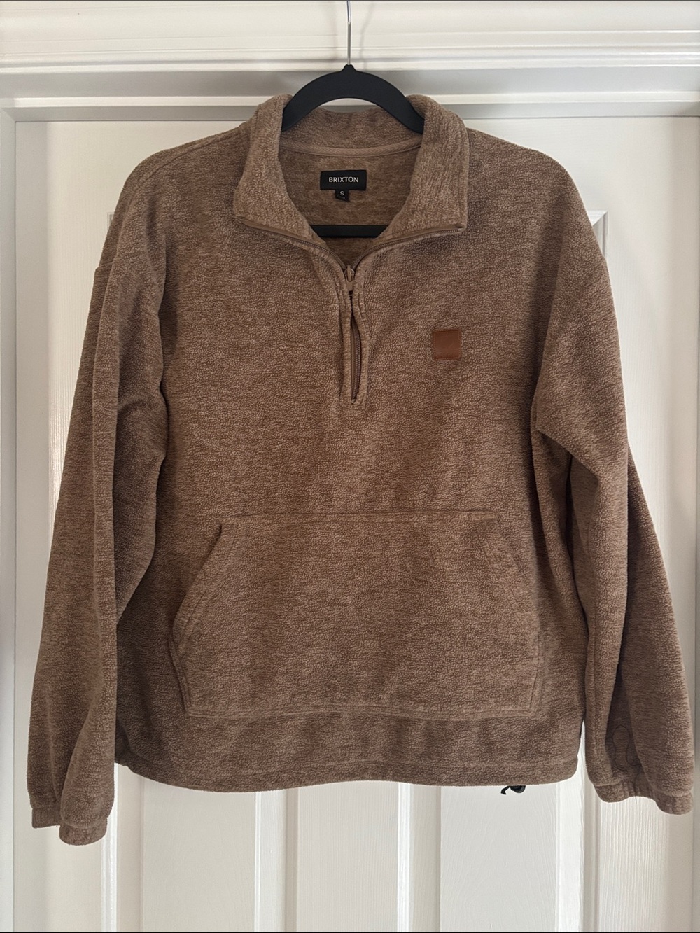 Brixton Men's Tan/Brown Quarter-Zip Fleece Pullover size Small